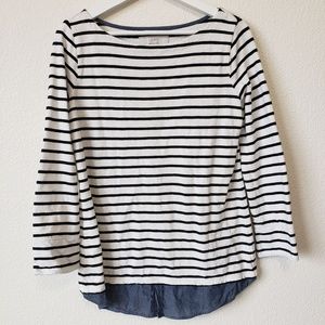 Loft Striped Top Long Sleeve Tee Size Small
